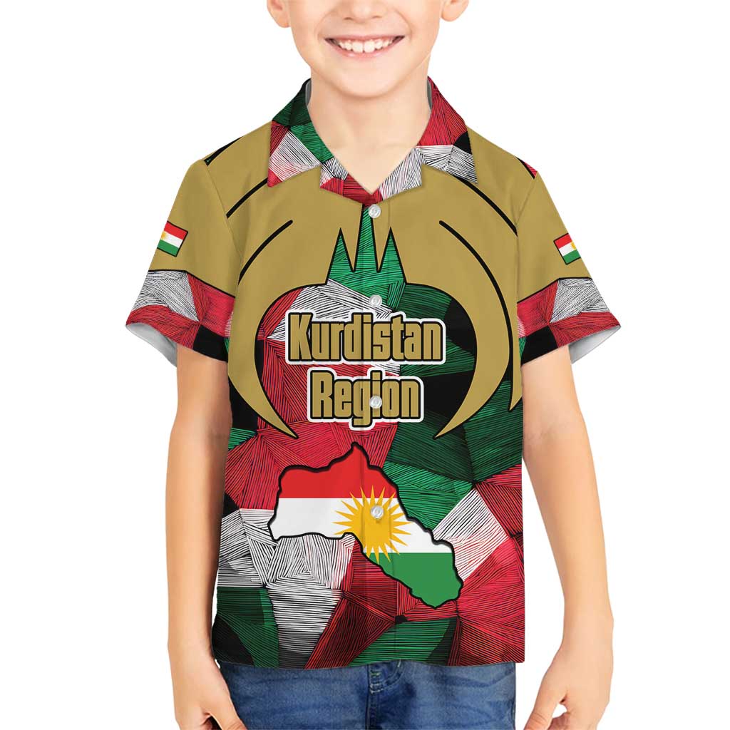 Kurdistan Region Iraq Family Matching Off Shoulder Maxi Dress and Hawaiian Shirt Eagle Emblem Red Green Black - Wonder Print Shop