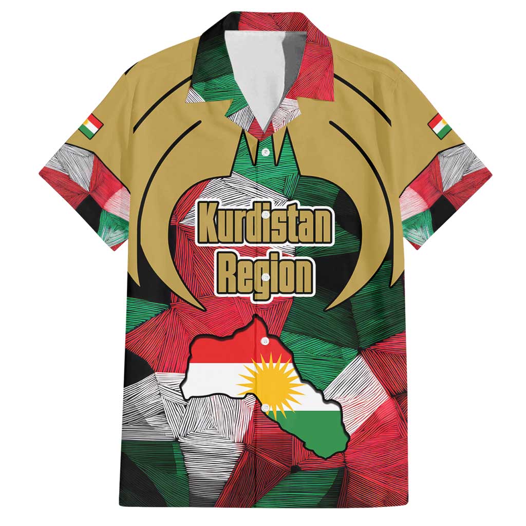 Kurdistan Region Iraq Family Matching Off Shoulder Short Dress and Hawaiian Shirt Eagle Emblem Red Green Black - Wonder Print Shop
