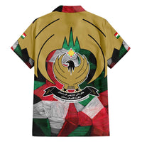 Kurdistan Region Iraq Family Matching Off Shoulder Short Dress and Hawaiian Shirt Eagle Emblem Red Green Black - Wonder Print Shop