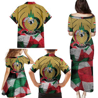 Kurdistan Region Iraq Family Matching Puletasi and Hawaiian Shirt Eagle Emblem Red Green Black - Wonder Print Shop