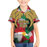 Kurdistan Region Iraq Family Matching Puletasi and Hawaiian Shirt Eagle Emblem Red Green Black - Wonder Print Shop