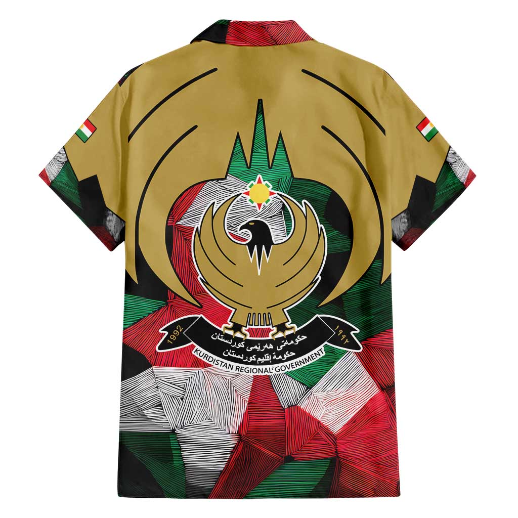 Kurdistan Region Iraq Family Matching Short Sleeve Bodycon Dress and Hawaiian Shirt Eagle Emblem Red Green Black - Wonder Print Shop