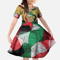 Kurdistan Region Iraq Family Matching Summer Maxi Dress and Hawaiian Shirt Eagle Emblem Red Green Black - Wonder Print Shop