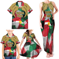 Kurdistan Region Iraq Family Matching Tank Maxi Dress and Hawaiian Shirt Eagle Emblem Red Green Black - Wonder Print Shop