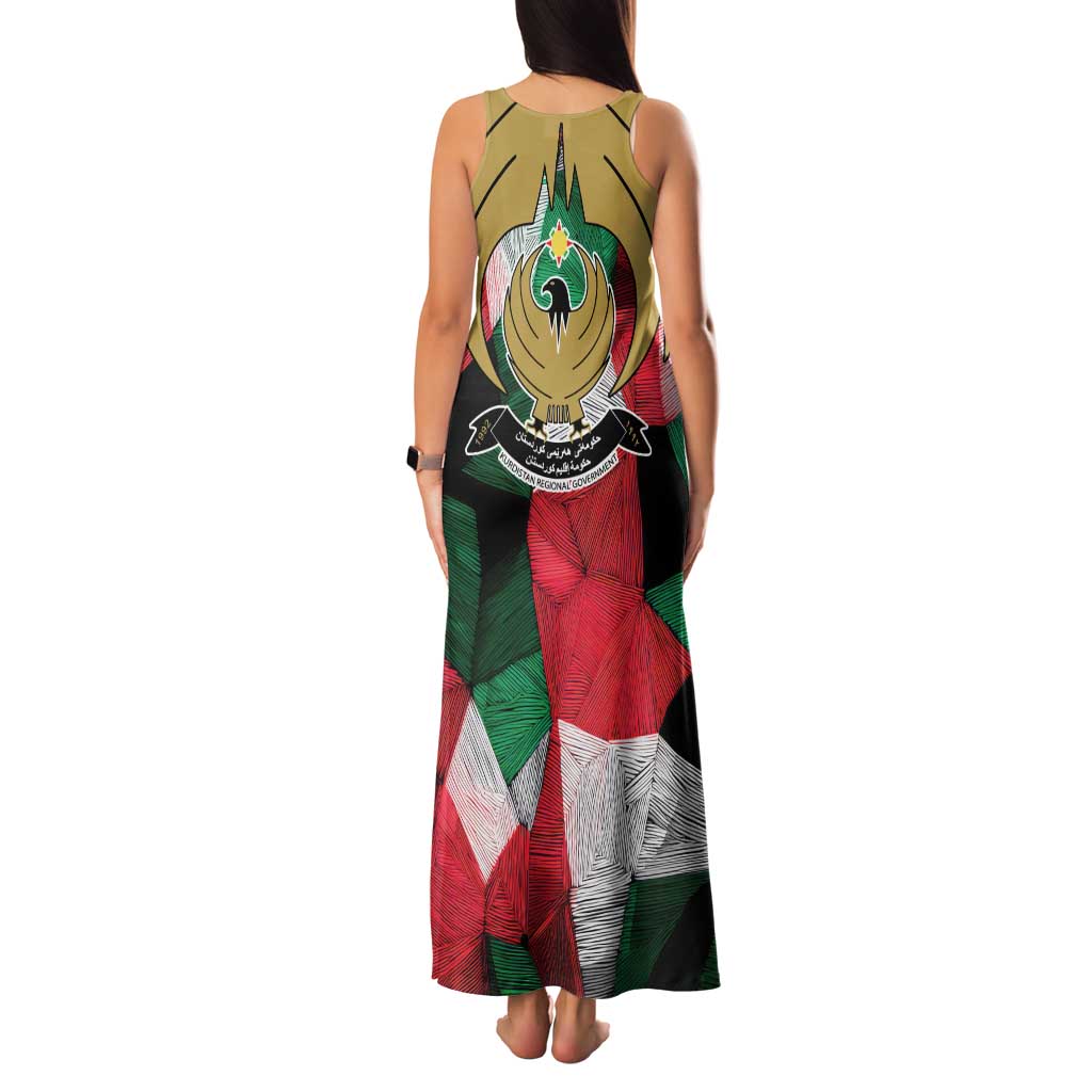 Kurdistan Region Iraq Family Matching Tank Maxi Dress and Hawaiian Shirt Eagle Emblem Red Green Black - Wonder Print Shop