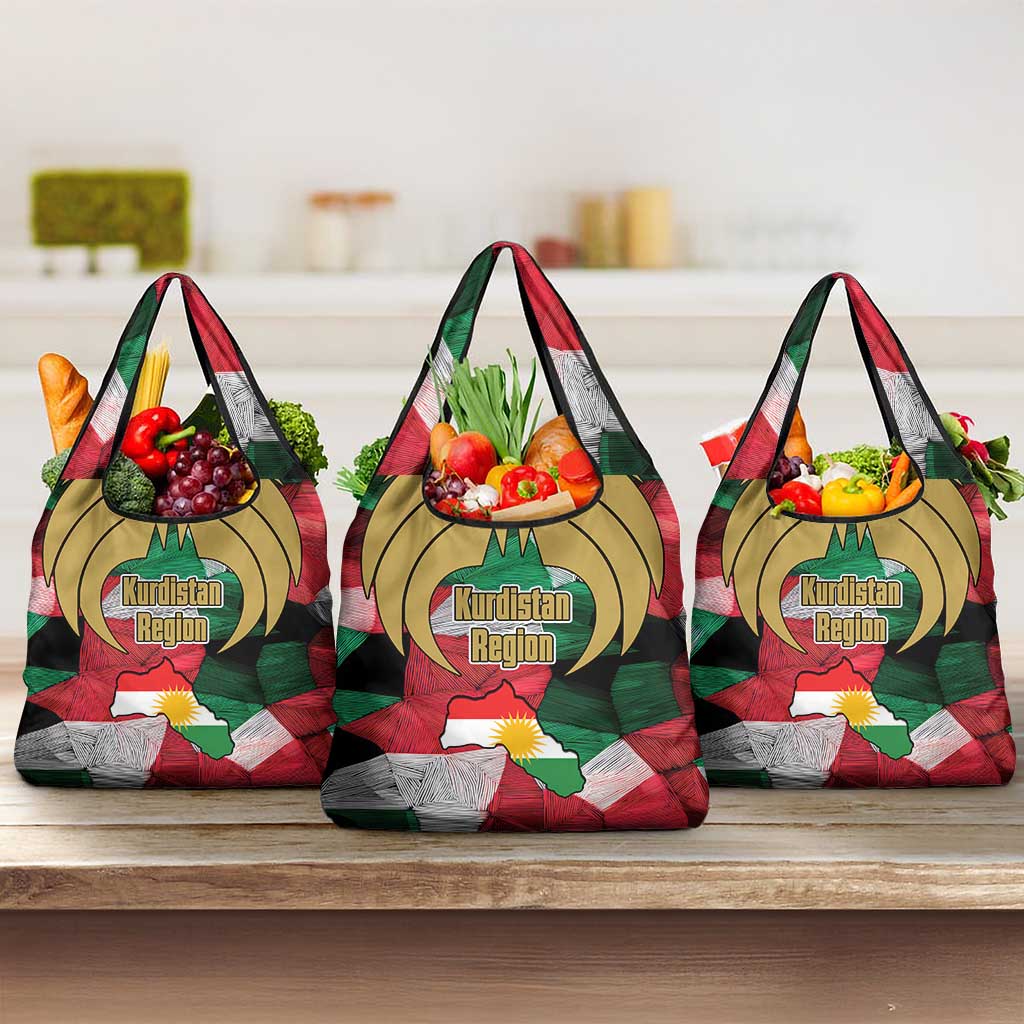 Kurdistan Region Iraq Grocery Bag Eagle Emblem Red Green Black - Wonder Print Shop
