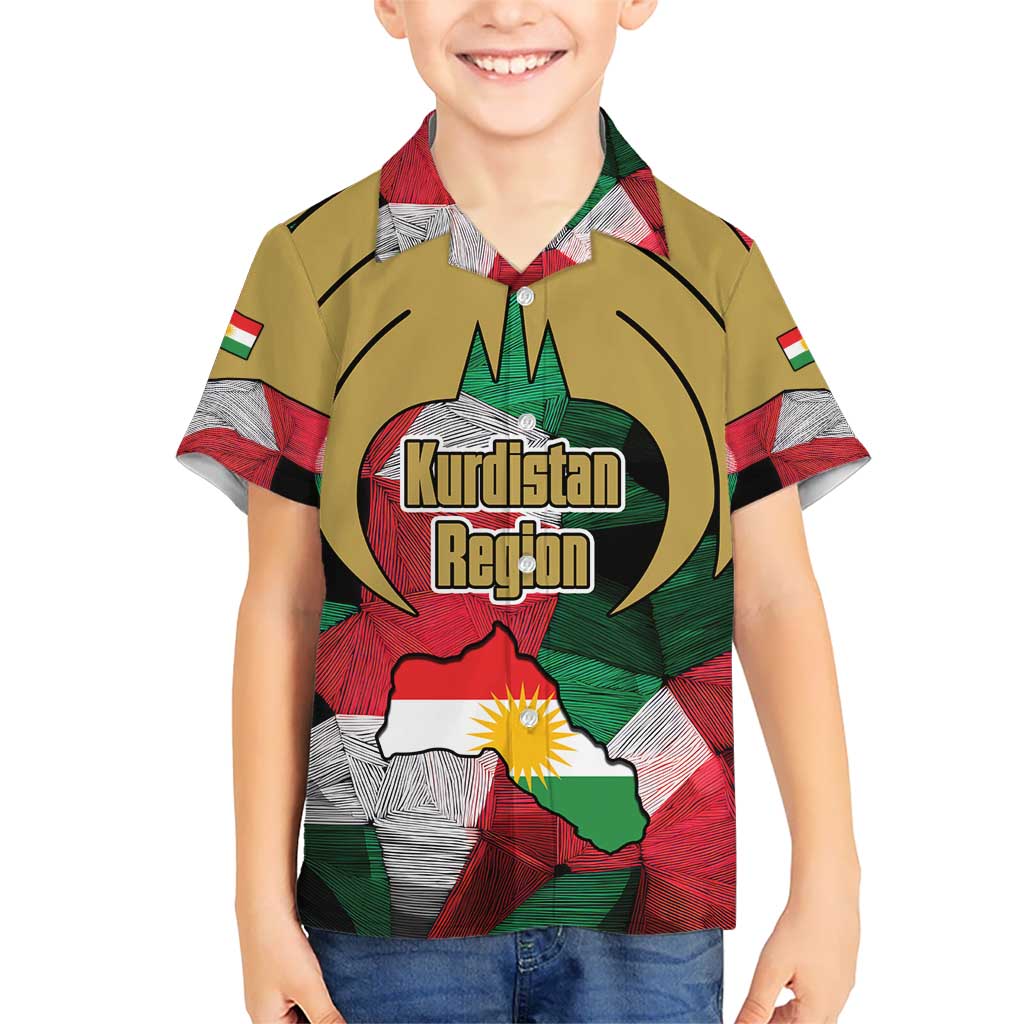 Kurdistan Region Iraq Hawaiian Shirt Eagle Emblem Red Green Black - Wonder Print Shop