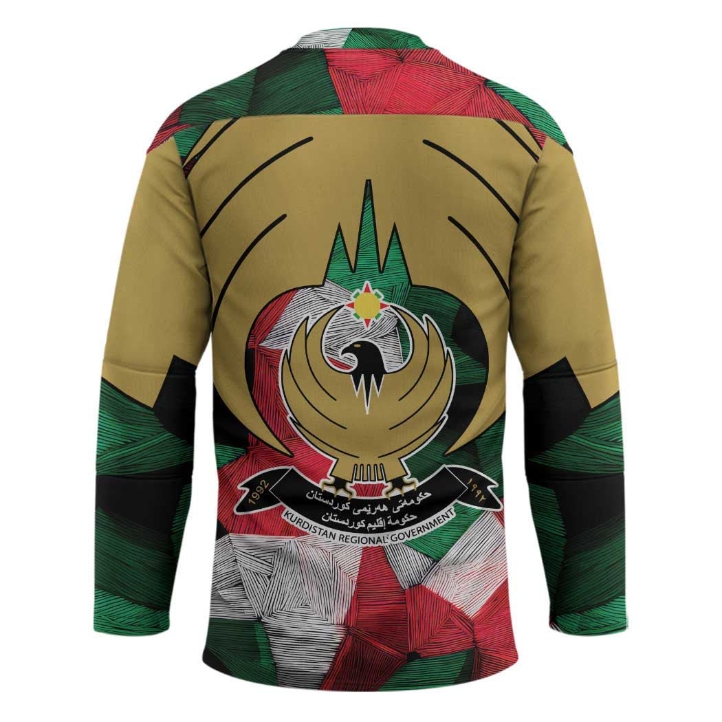 Kurdistan Region Iraq Hockey Jersey Eagle Emblem Red Green Black - Wonder Print Shop