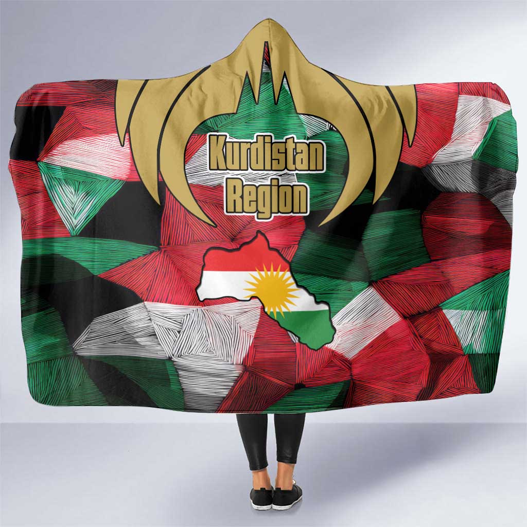 Kurdistan Region Iraq Hooded Blanket Eagle Emblem Red Green Black - Wonder Print Shop