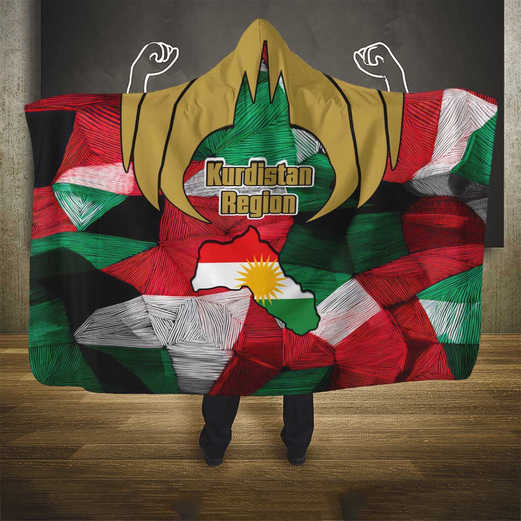 Kurdistan Region Iraq Hooded Blanket Eagle Emblem Red Green Black - Wonder Print Shop