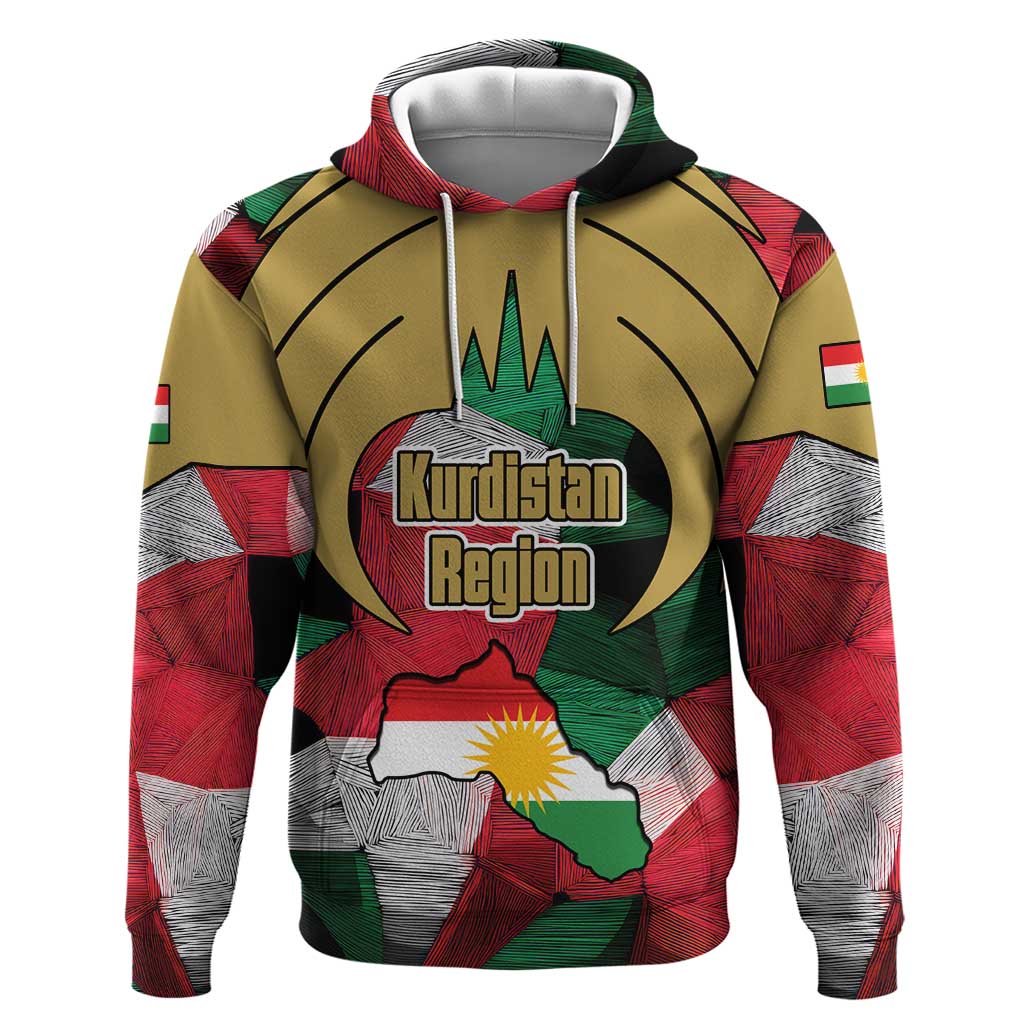 Kurdistan Region Iraq Hoodie Eagle Emblem Red Green Black - Wonder Print Shop
