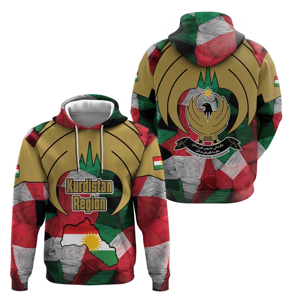 Kurdistan Region Iraq Hoodie Eagle Emblem Red Green Black - Wonder Print Shop