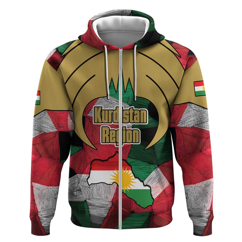 Kurdistan Region Iraq Hoodie Eagle Emblem Red Green Black - Wonder Print Shop
