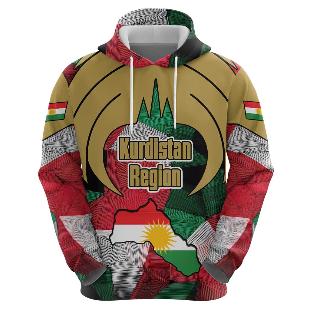 Kurdistan Region Iraq Hoodie Eagle Emblem Red Green Black - Wonder Print Shop
