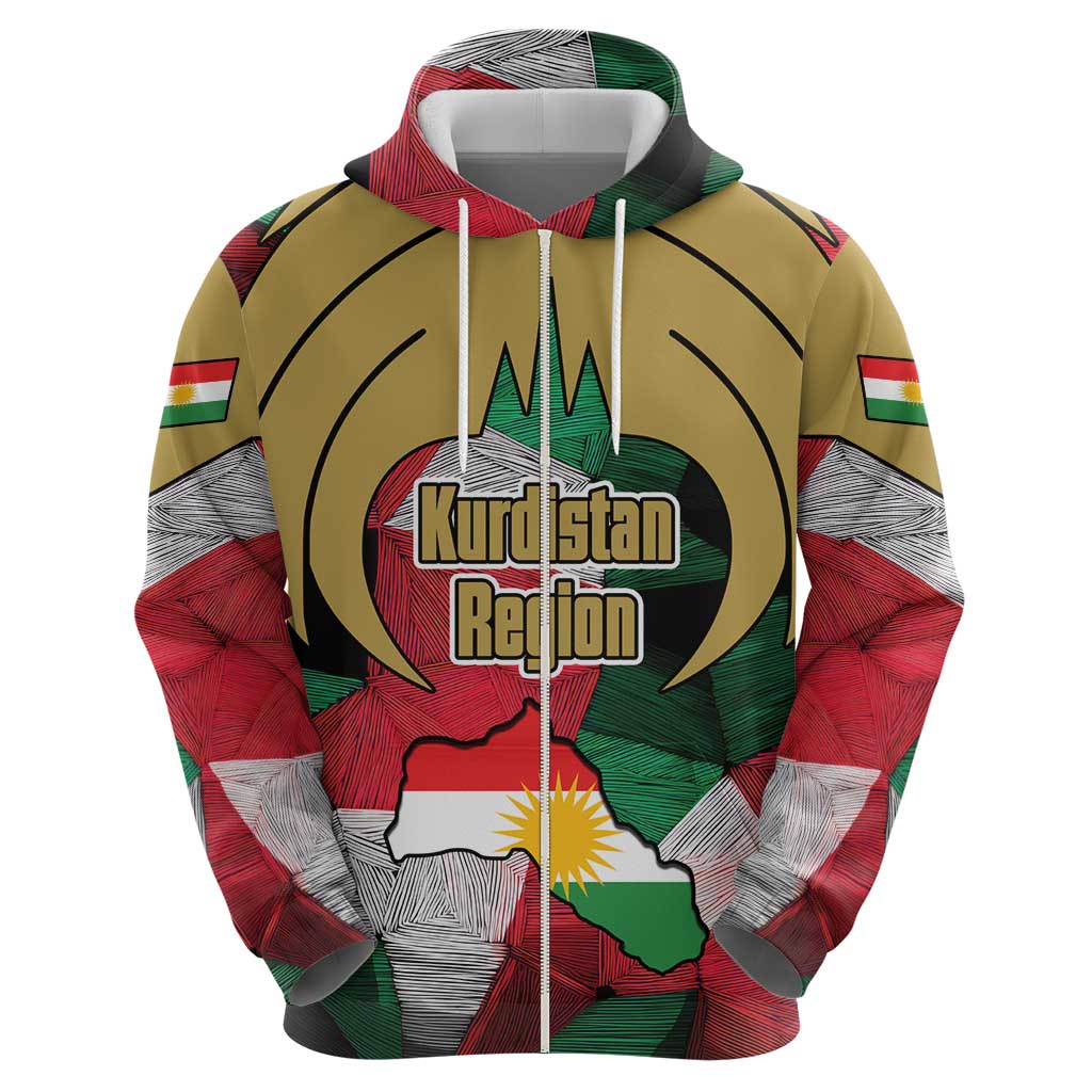 Kurdistan Region Iraq Hoodie Eagle Emblem Red Green Black - Wonder Print Shop