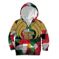 Kurdistan Region Iraq Kid Hoodie Eagle Emblem Red Green Black - Wonder Print Shop