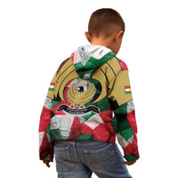 Kurdistan Region Iraq Kid Hoodie Eagle Emblem Red Green Black - Wonder Print Shop