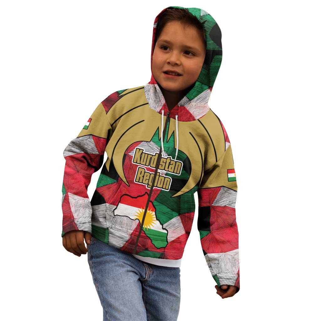 Kurdistan Region Iraq Kid Hoodie Eagle Emblem Red Green Black - Wonder Print Shop