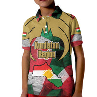 Kurdistan Region Iraq Kid Polo Shirt Eagle Emblem Red Green Black - Wonder Print Shop