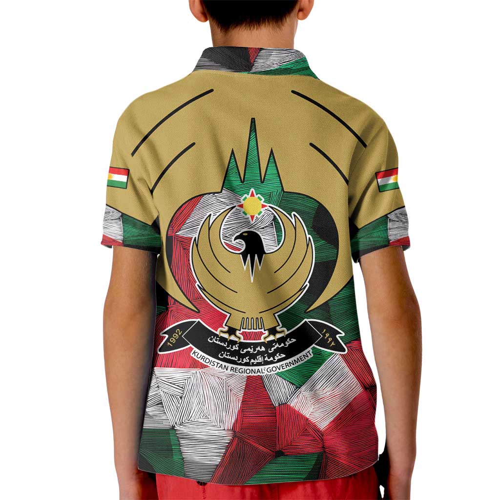 Kurdistan Region Iraq Kid Polo Shirt Eagle Emblem Red Green Black - Wonder Print Shop