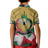 Kurdistan Region Iraq Kid Polo Shirt Eagle Emblem Red Green Black - Wonder Print Shop
