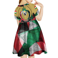 Kurdistan Region Iraq Kid Short Sleeve Dress Eagle Emblem Red Green Black - Wonder Print Shop