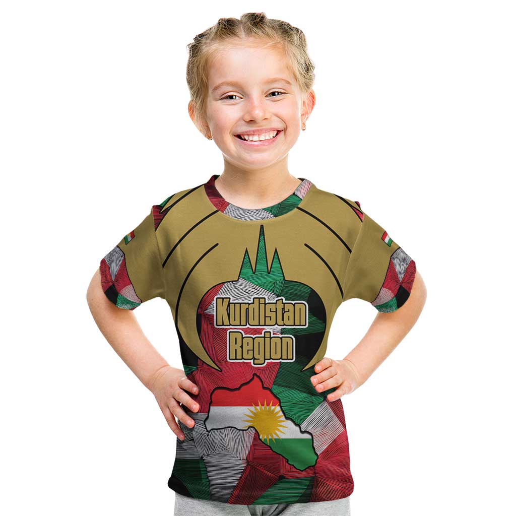 Kurdistan Region Iraq Kid T Shirt Eagle Emblem Red Green Black - Wonder Print Shop
