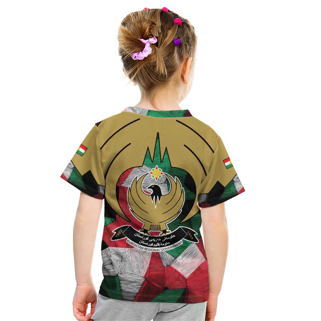Kurdistan Region Iraq Kid T Shirt Eagle Emblem Red Green Black - Wonder Print Shop