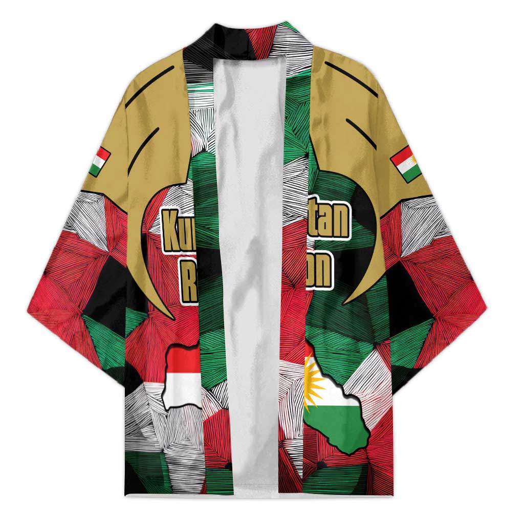 Kurdistan Region Iraq Kimono Eagle Emblem Red Green Black - Wonder Print Shop