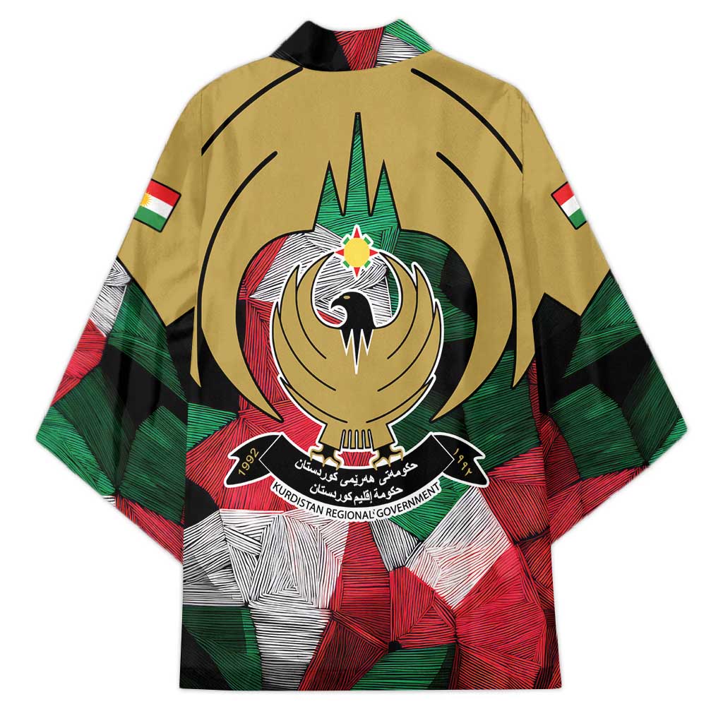 Kurdistan Region Iraq Kimono Eagle Emblem Red Green Black - Wonder Print Shop