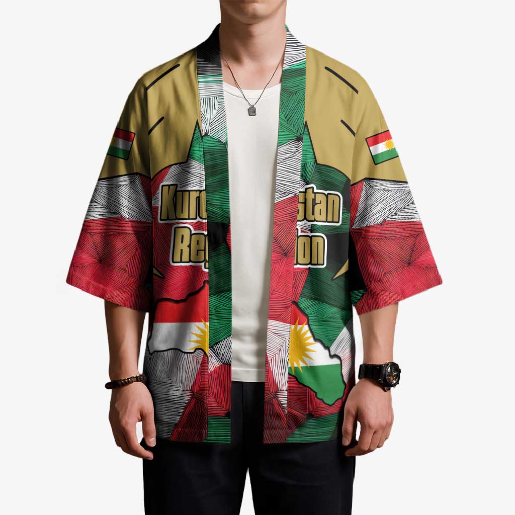 Kurdistan Region Iraq Kimono Eagle Emblem Red Green Black - Wonder Print Shop