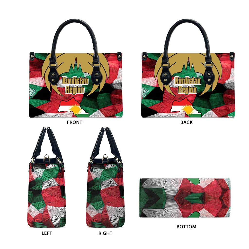 Kurdistan Region Iraq Leather Bag Eagle Emblem Red Green Black - Wonder Print Shop