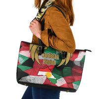 Kurdistan Region Iraq Leather Tote Bag Eagle Emblem Red Green Black - Wonder Print Shop