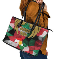 Kurdistan Region Iraq Leather Tote Bag Eagle Emblem Red Green Black - Wonder Print Shop
