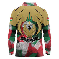 Kurdistan Region Iraq Long Sleeve Polo Shirt Eagle Emblem Red Green Black - Wonder Print Shop