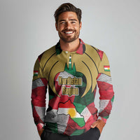 Kurdistan Region Iraq Long Sleeve Polo Shirt Eagle Emblem Red Green Black - Wonder Print Shop