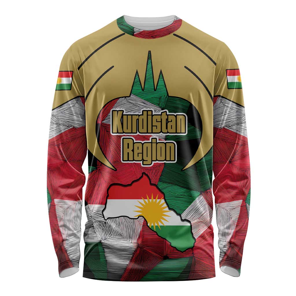 Kurdistan Region Iraq Long Sleeve Shirt Eagle Emblem Red Green Black - Wonder Print Shop