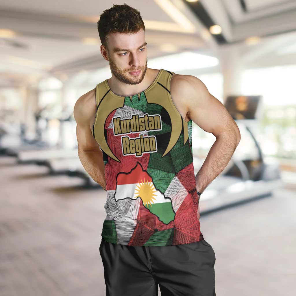 Kurdistan Region Iraq Men Tank Top Eagle Emblem Red Green Black - Wonder Print Shop