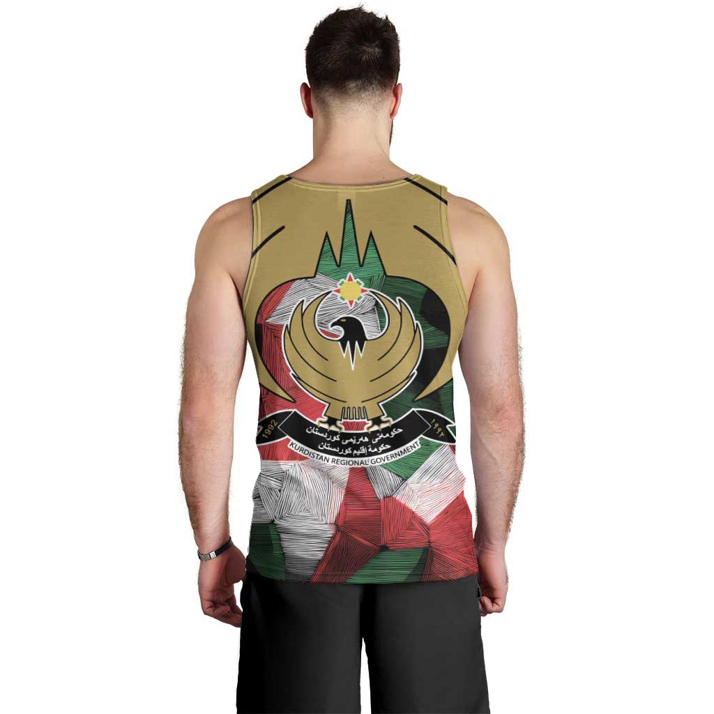 Kurdistan Region Iraq Men Tank Top Eagle Emblem Red Green Black - Wonder Print Shop