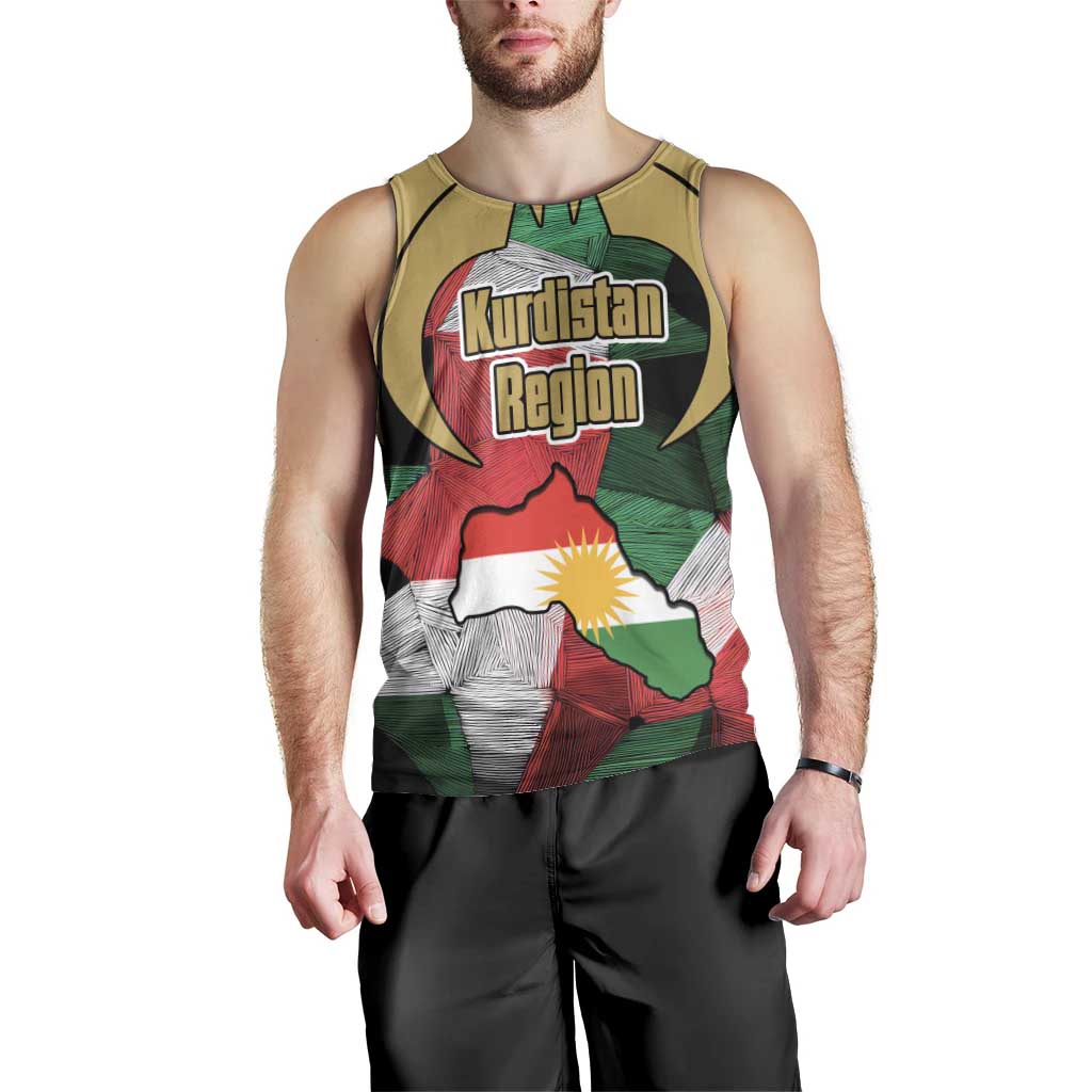 Kurdistan Region Iraq Men Tank Top Eagle Emblem Red Green Black - Wonder Print Shop