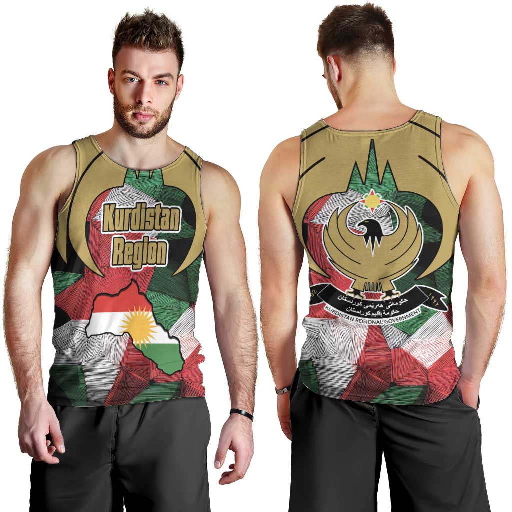 Kurdistan Region Iraq Men Tank Top Eagle Emblem Red Green Black - Wonder Print Shop