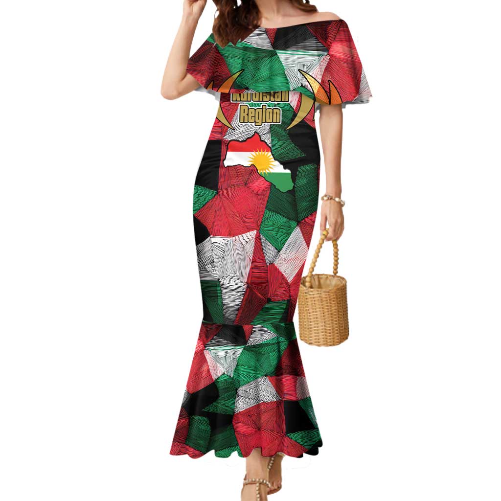 Kurdistan Region Iraq Mermaid Dress Eagle Emblem Red Green Black - Wonder Print Shop