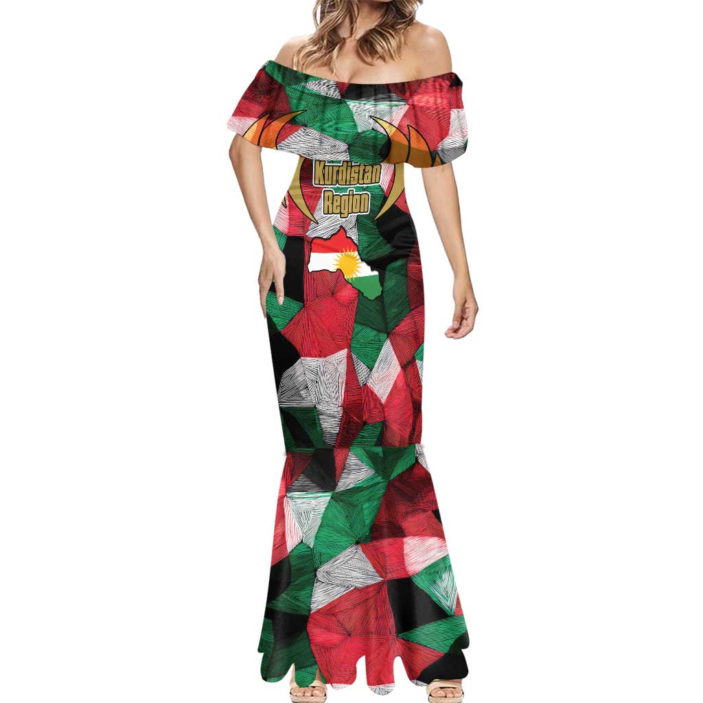 Kurdistan Region Iraq Mermaid Dress Eagle Emblem Red Green Black - Wonder Print Shop