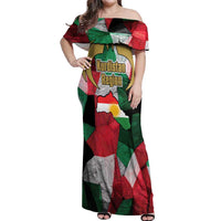Kurdistan Region Iraq Off Shoulder Maxi Dress Eagle Emblem Red Green Black - Wonder Print Shop