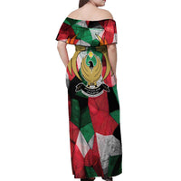 Kurdistan Region Iraq Off Shoulder Maxi Dress Eagle Emblem Red Green Black - Wonder Print Shop