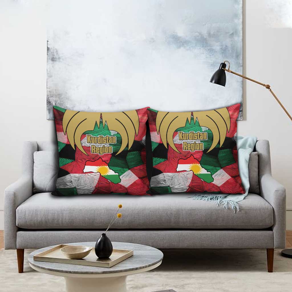 Kurdistan Region Iraq Pillow Cover Eagle Emblem Red Green Black - Wonder Print Shop