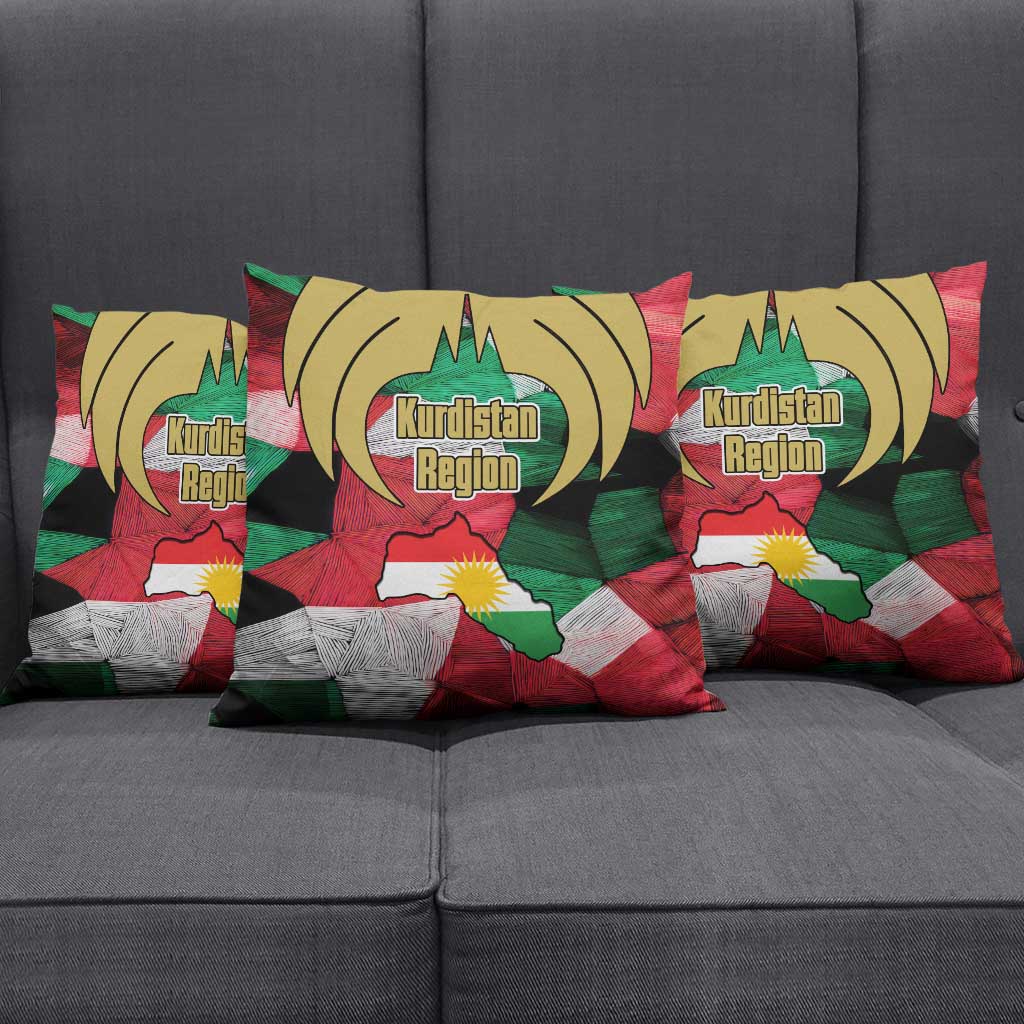 Kurdistan Region Iraq Pillow Cover Eagle Emblem Red Green Black - Wonder Print Shop