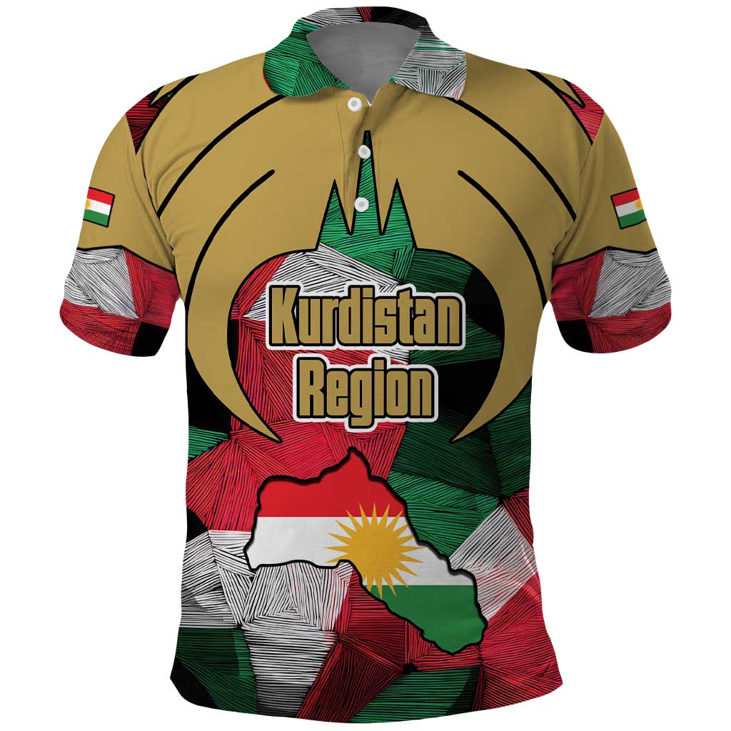 Kurdistan Region Iraq Polo Shirt Eagle Emblem Red Green Black - Wonder Print Shop