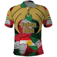 Kurdistan Region Iraq Polo Shirt Eagle Emblem Red Green Black - Wonder Print Shop