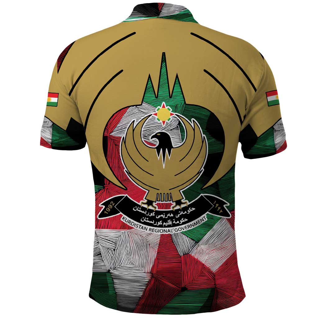 Kurdistan Region Iraq Polo Shirt Eagle Emblem Red Green Black - Wonder Print Shop